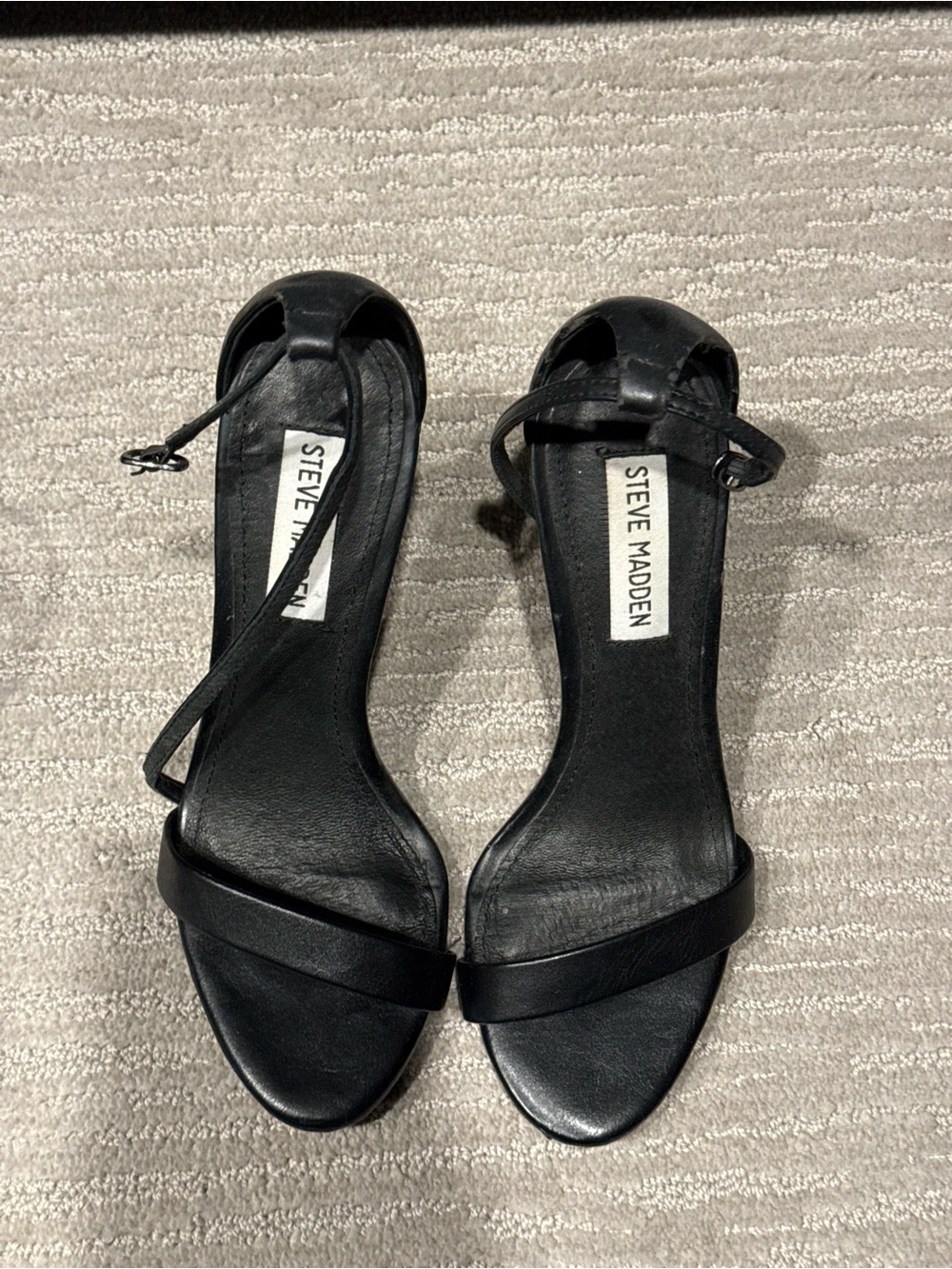 Steve Madden Black Ankle-Strap Open-Toe Heels